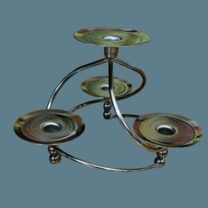 Vintage Brass Gold Tone Metal Candelabra Centerpiece